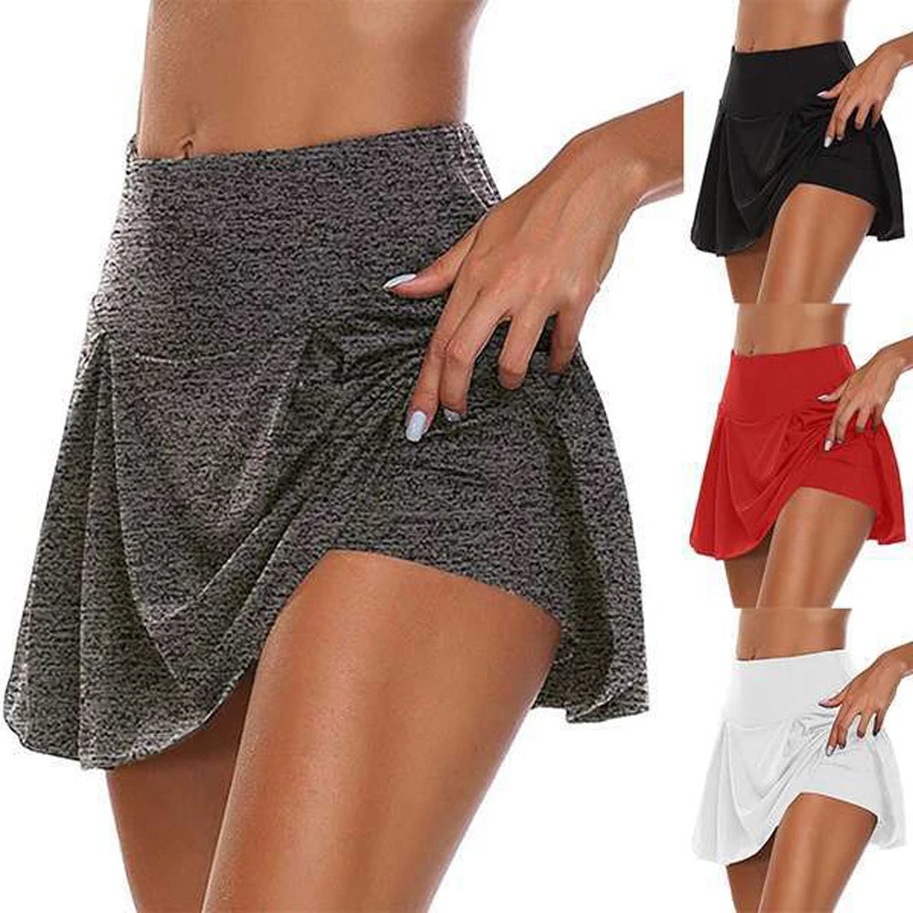 Women Sports Tennis Skirt Quick Drying Solid Lining High Waist