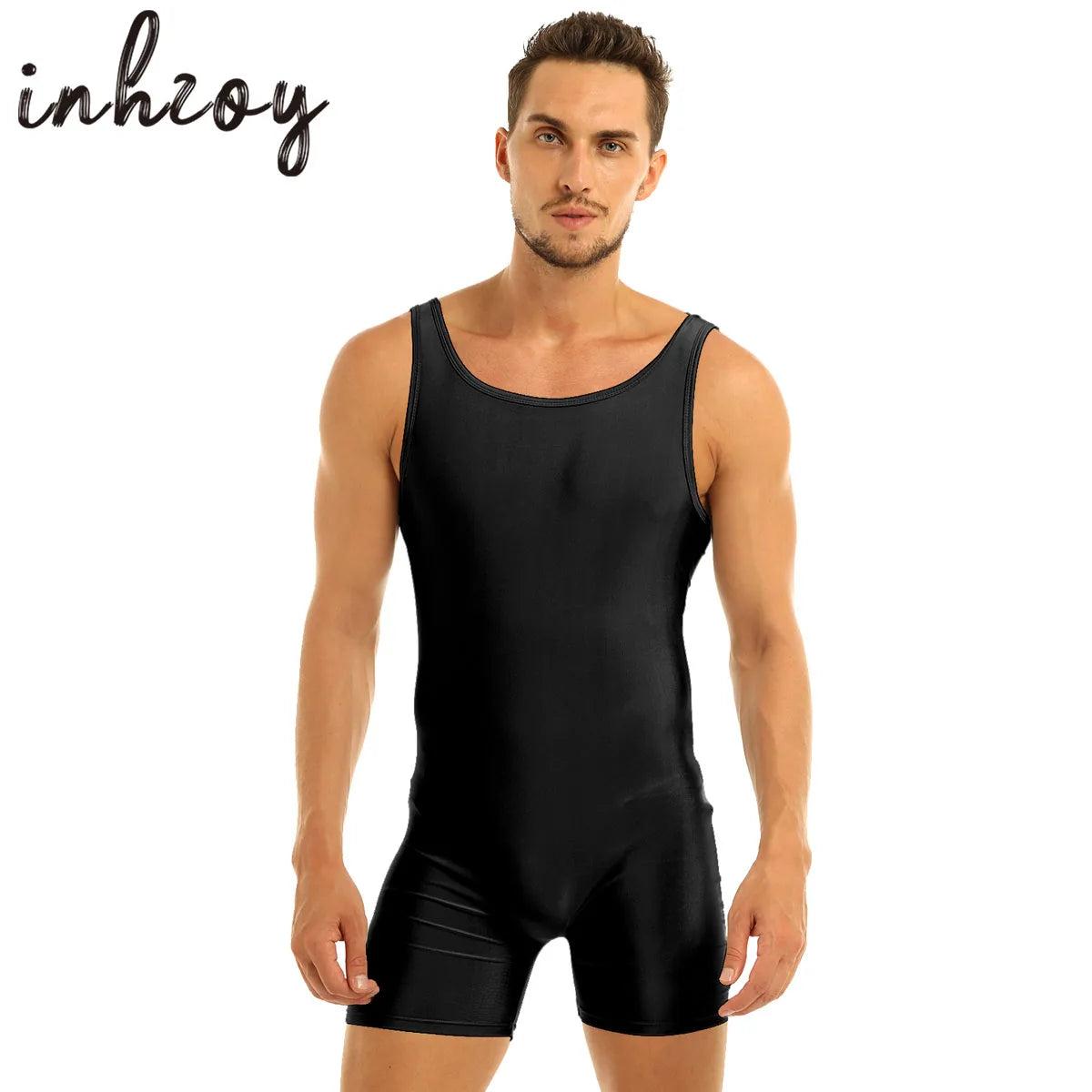 Stretchy Sleeveless Bodysuit for Men Gymnastics Wrestling