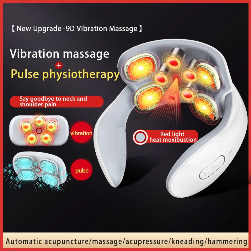 Portable Smart Neck Massage Instrument Cervical Vertebra Health Care with Heating Compress Vibrator for Shoulder Relaxation