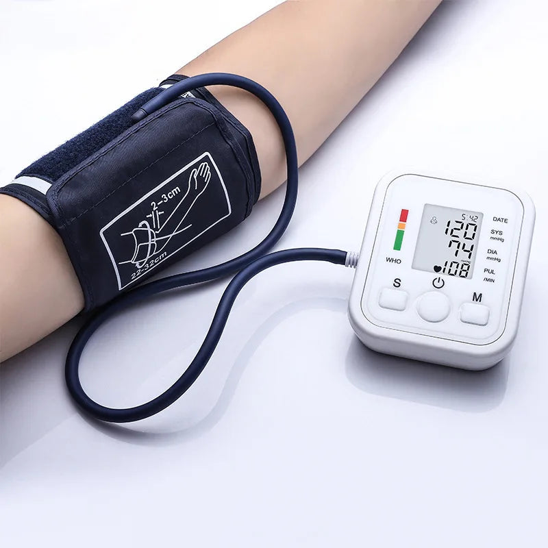 Portable LCD Digital Blood Pressure Monitor Arm Tonometer Automatic Pulse Meter Health Care Sphygmomanometer