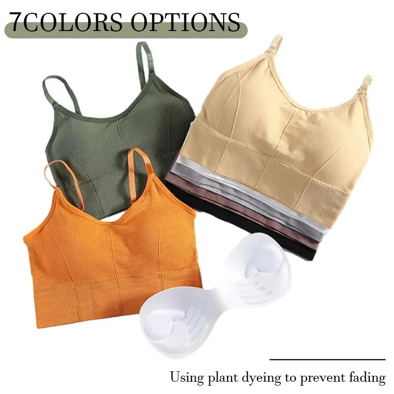 Women's Backless Sports Bra Seamless Adjustable Shoulder Strap Inner Padded