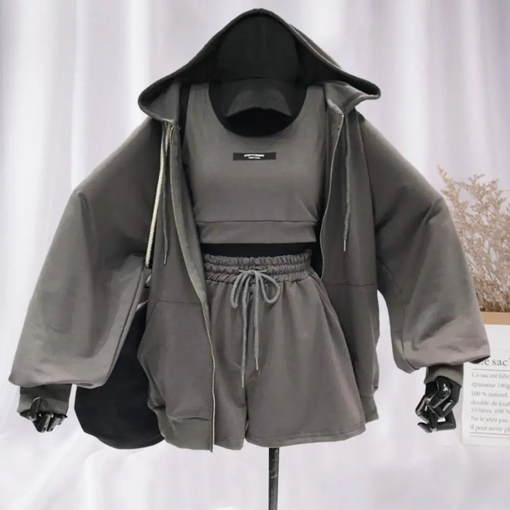 Women's Activewear Set Hoodie Sweatshirt Shorts and Suit