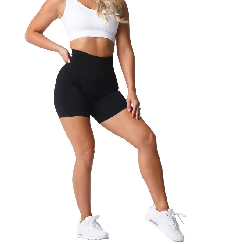 Spandex Solid Seamless Women Shorts