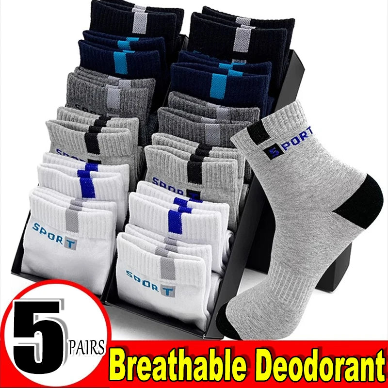 5pairs Men Cotton Mid-tube Socks