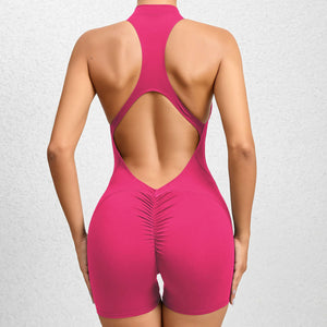 Women's Summer Short Sleeveless Yoga Wear One-piece Bodysuit Breathable Quick Dry