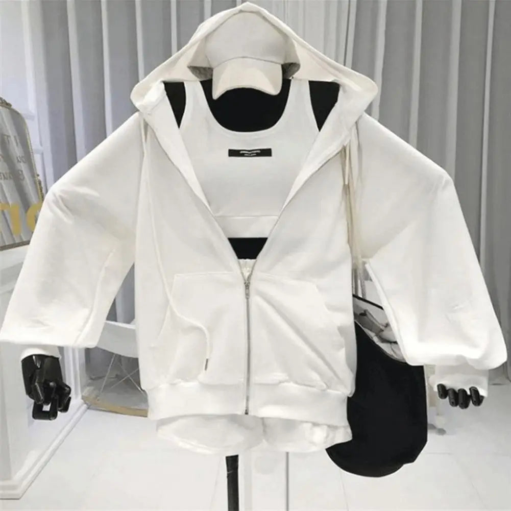 Women's Activewear Set Hoodie Sweatshirt Shorts and Suit