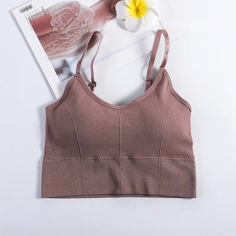 Women's Backless Sports Bra Seamless Adjustable Shoulder Strap Inner Padded