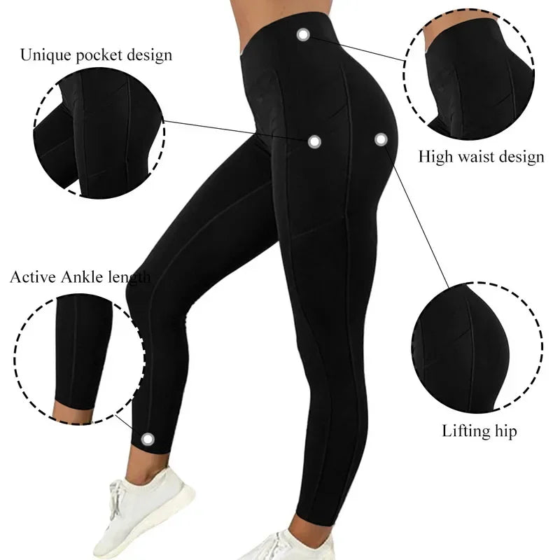 S Fit High Waist Sports Yoga Leggings for Women with Pocket