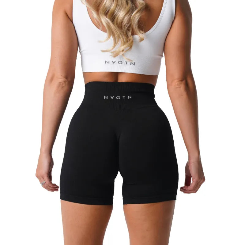 Spandex Solid Seamless Women Shorts