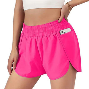 Breathable Women Running Shorts S-2XL Two Layers Loose Fitness Short Pants with Zipper Pocket for Sports Tennis Badminton Gym Yoga