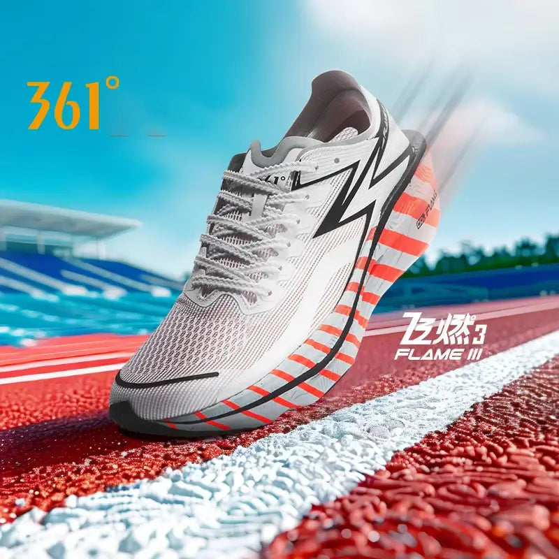 361 Degrees Flame 3.0 Men Running Shoes Breathable with Carbon Plate Non-Slip Cushioning for Marathon