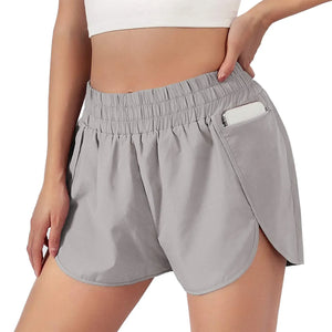 Breathable Women Running Shorts S-2XL Two Layers Loose Fitness Short Pants with Zipper Pocket for Sports Tennis Badminton Gym Yoga