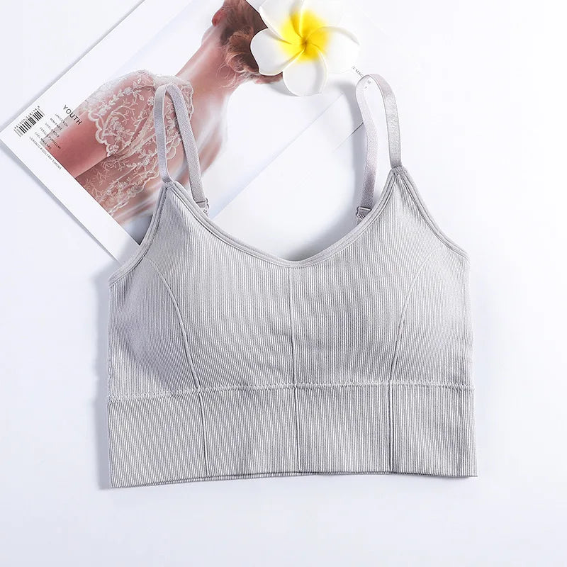 Women's Backless Sports Bra Seamless Adjustable Shoulder Strap Inner Padded