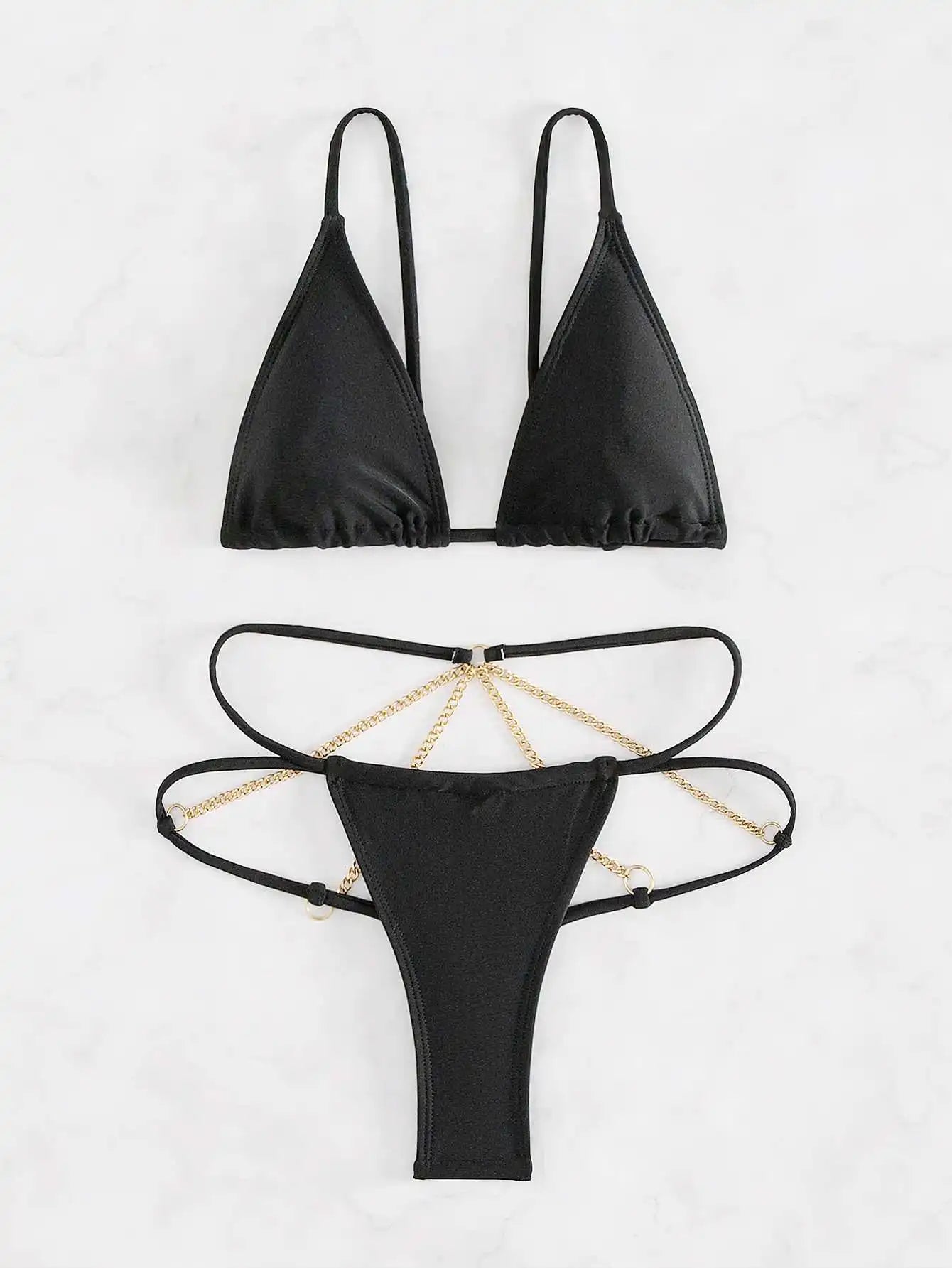 Stylish 2024 New Design Women's Spaghetti Strap Bikini Set Short Eye Catching Fashion Swimming Wear for Hot Summer Beach