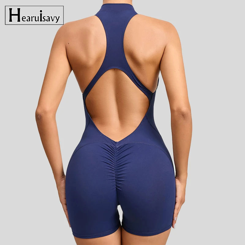 Women's Summer Short Sleeveless Yoga Wear One-piece Bodysuit Breathable Quick Dry