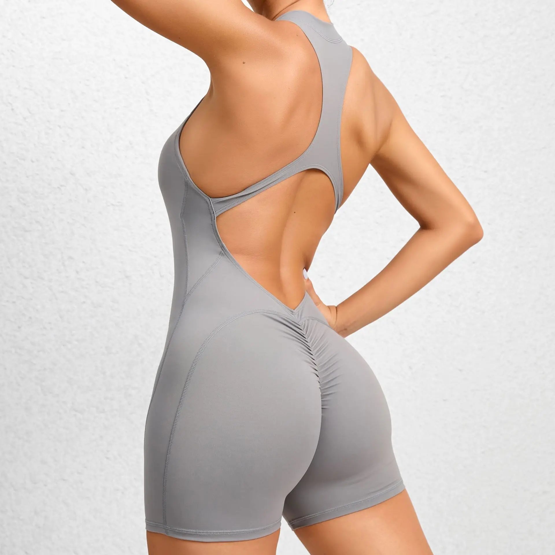 Women's Summer Short Sleeveless Yoga Wear One-piece Bodysuit Breathable Quick Dry