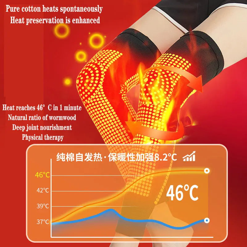 2pcs Self Heating Support Knee Pads Knee Brace Warm for Arthritis Joint Pai Relief Injury Recovery Leg Massager Longer Natural