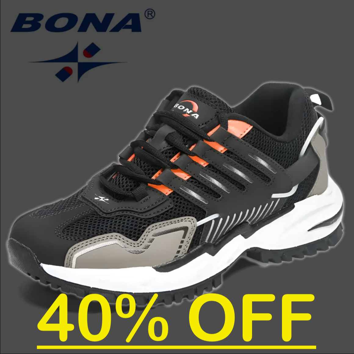 Bona Men's Running Shoes Lightweight Sports Sneakers for Outdoor Athletic Training