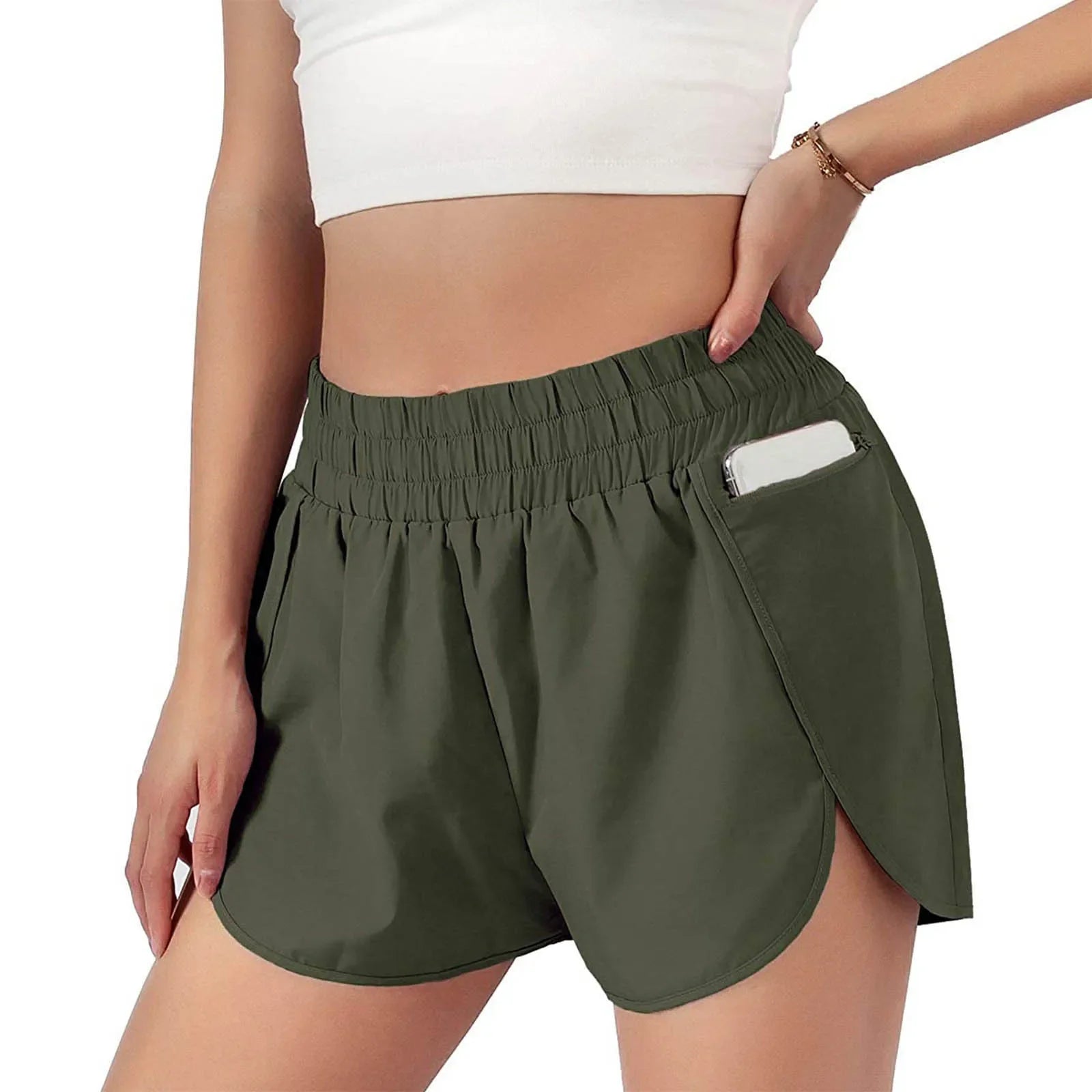 Breathable Women Running Shorts S-2XL Two Layers Loose Fitness Short Pants with Zipper Pocket for Sports Tennis Badminton Gym Yoga