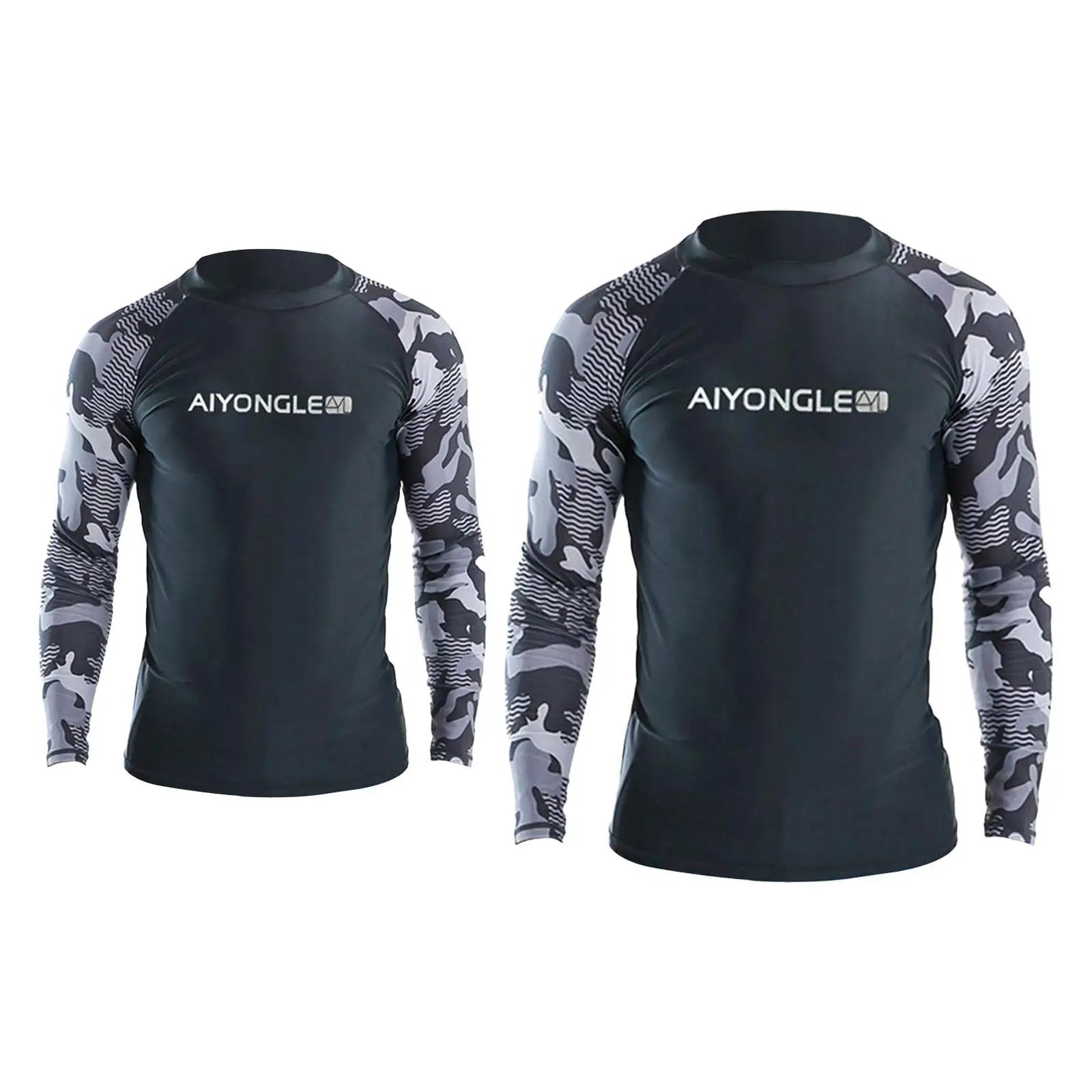 Men's Quick Dry Swim Shirt Long Sleeve Neoprene Rash Guard for Water Sports Sun Protection Beachwear
