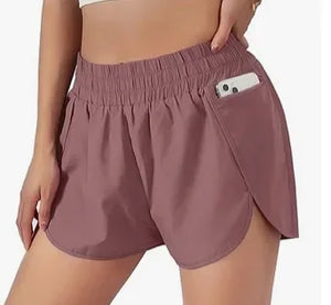 Breathable Women Running Shorts S-2XL Two Layers Loose Fitness Short Pants with Zipper Pocket for Sports Tennis Badminton Gym Yoga
