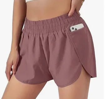 Breathable Women Running Shorts S-2XL Two Layers Loose Fitness Short Pants with Zipper Pocket for Sports Tennis Badminton Gym Yoga