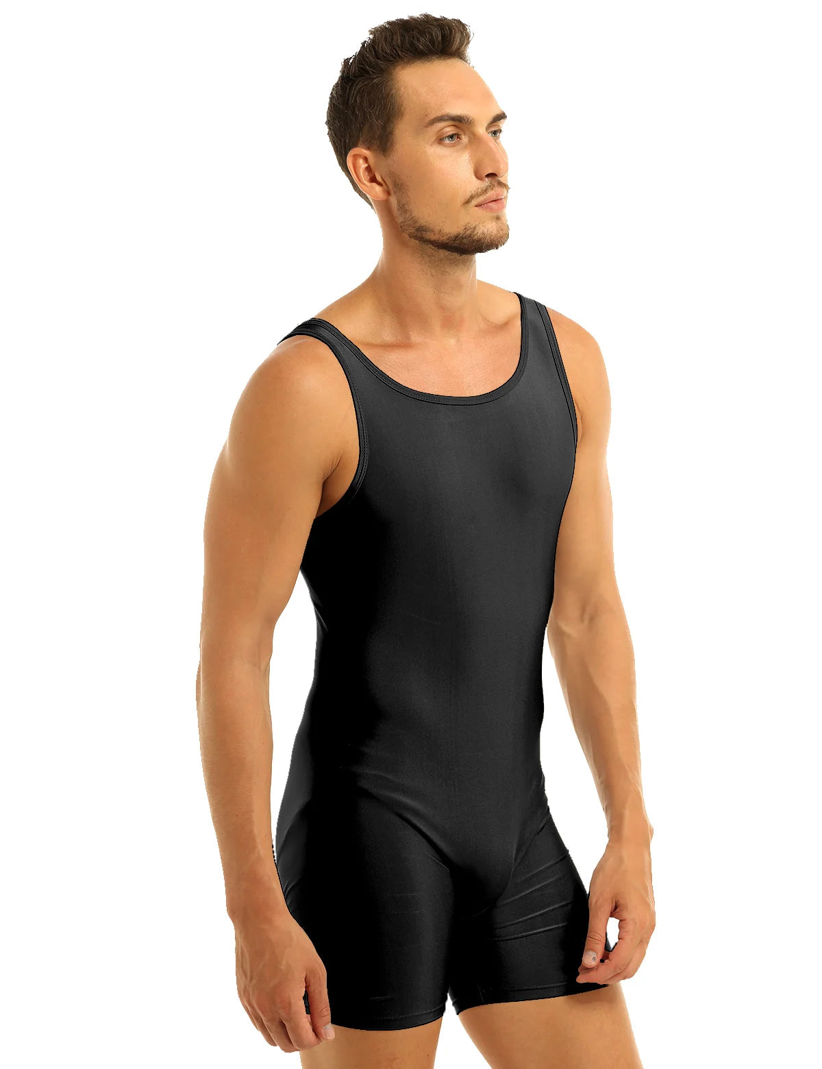 Stretchy Sleeveless Bodysuit for Men Gymnastics Wrestling