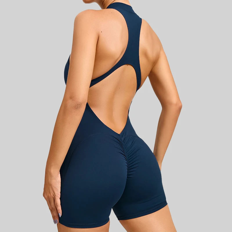 Women's Summer Short Sleeveless Yoga Wear One-piece Bodysuit Breathable Quick Dry
