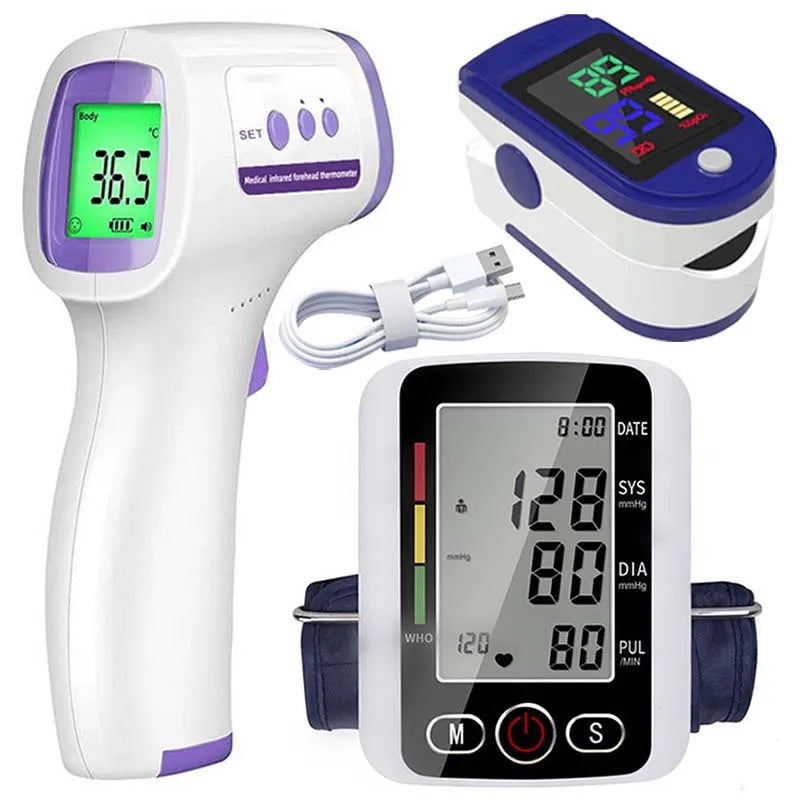 Portable LCD Digital Blood Pressure Monitor Arm Tonometer Automatic Pulse Meter Health Care Sphygmomanometer