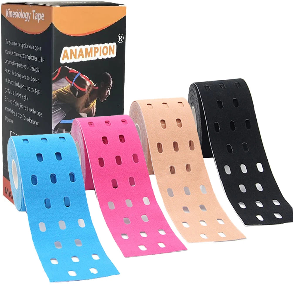 5cmx5m Perforated Kinesiology Elastic Athletic Tape For Muscle Support Strain Injury Pain Relief Latex Free