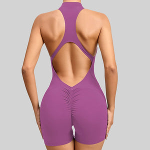 Women's Summer Short Sleeveless Yoga Wear One-piece Bodysuit Breathable Quick Dry