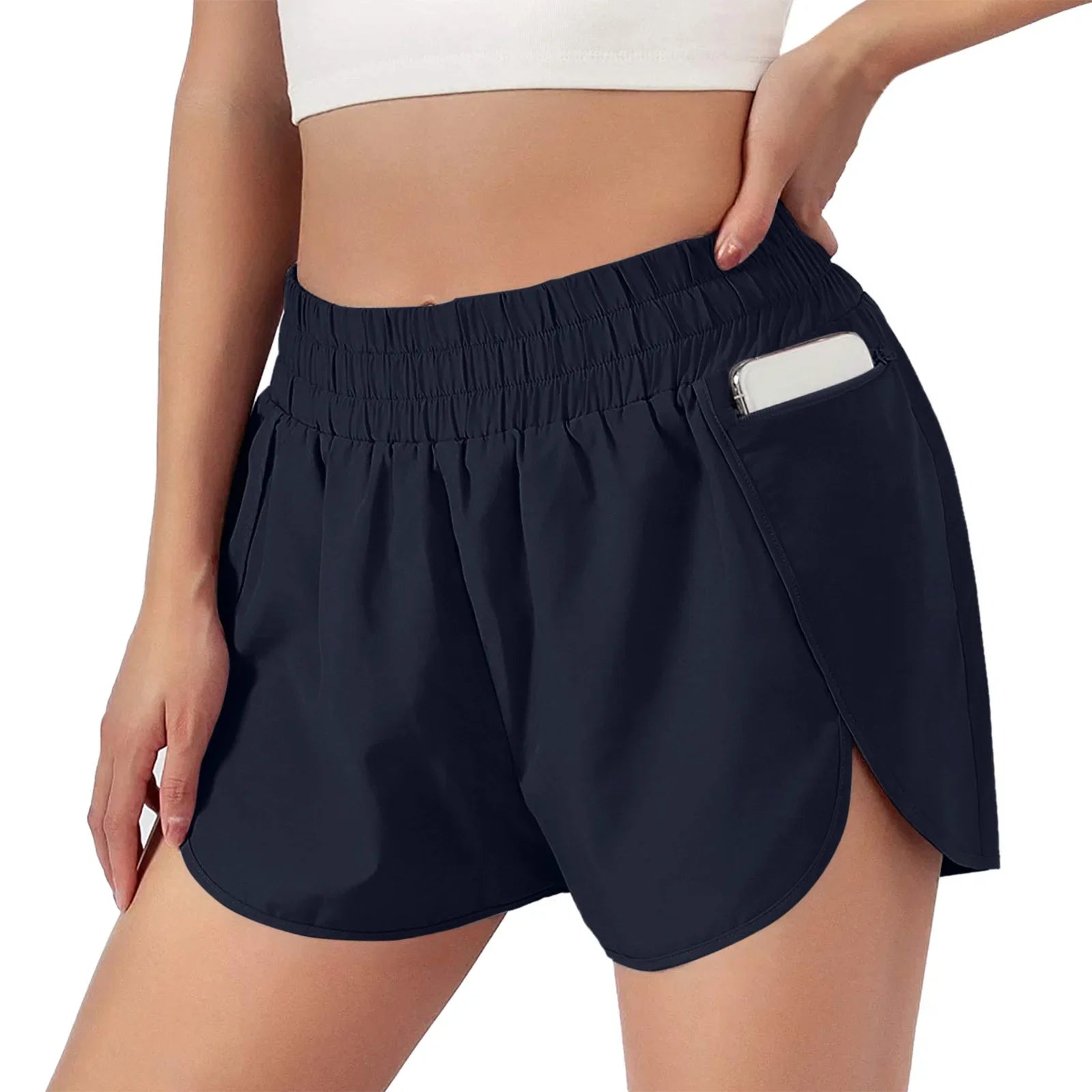 Breathable Women Running Shorts S-2XL Two Layers Loose Fitness Short Pants with Zipper Pocket for Sports Tennis Badminton Gym Yoga