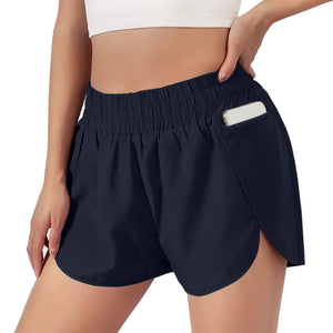 Breathable Women Running Shorts S-2XL Two Layers Loose Fitness Short Pants with Zipper Pocket for Sports Tennis Badminton Gym Yoga