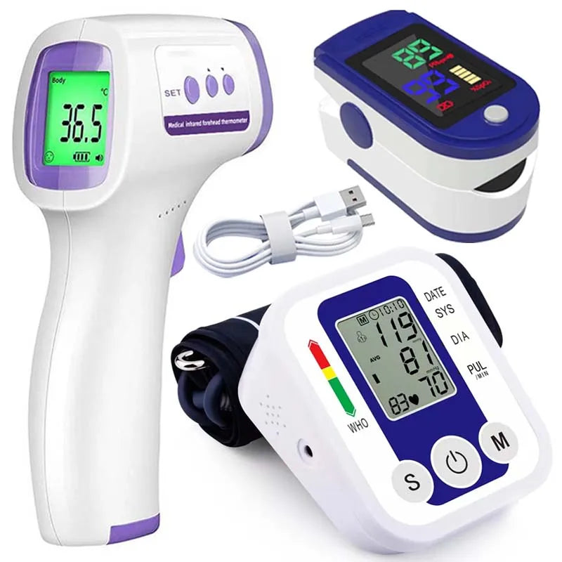 Portable LCD Digital Blood Pressure Monitor Arm Tonometer Automatic Pulse Meter Health Care Sphygmomanometer