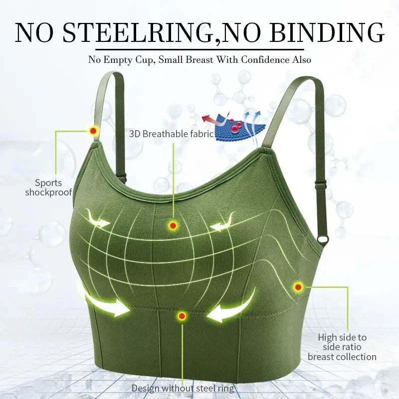 Women's Backless Sports Bra Seamless Adjustable Shoulder Strap Inner Padded