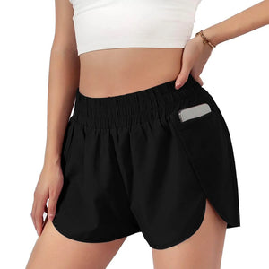 Breathable Women Running Shorts S-2XL Two Layers Loose Fitness Short Pants with Zipper Pocket for Sports Tennis Badminton Gym Yoga