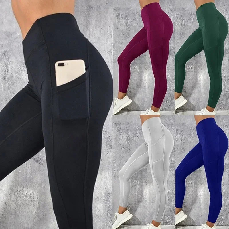 High Waist Yoga Leggings for Women Stretchy Gym Workout Tights with Pocket