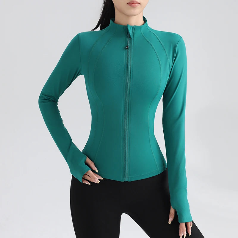 Gym Jacket Stretch Fit Long Sleeve with Thumb Holes