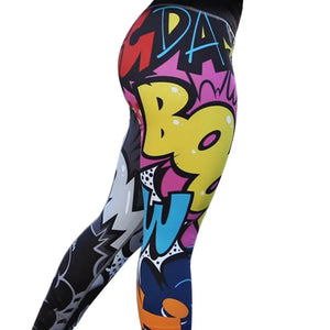 Unique Print Yoga Pants Women Fitness Workout Sports Leggings Push up Slimming High-Waist Elastic Ankle-Length Gym Wear