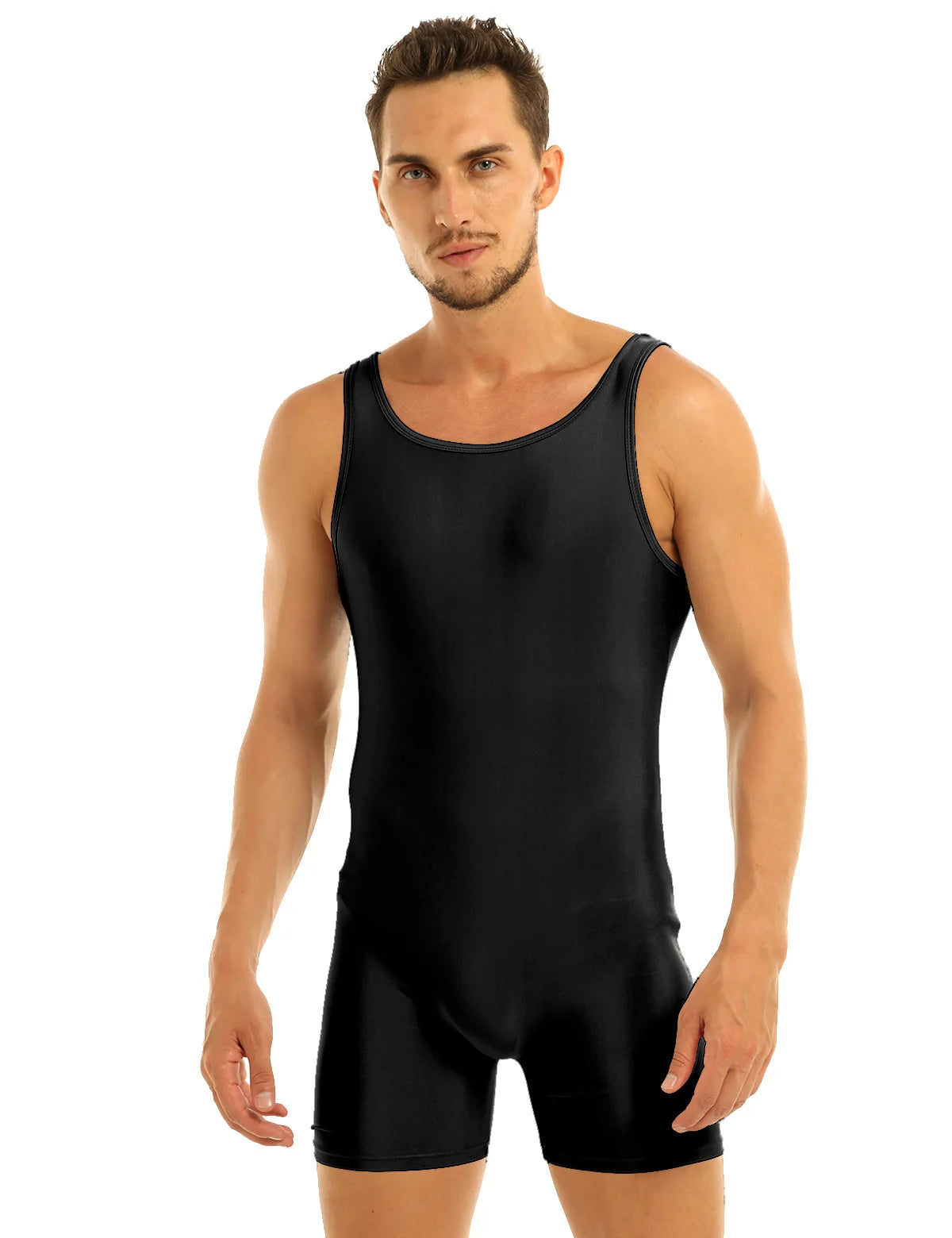 Stretchy Sleeveless Bodysuit for Men Gymnastics Wrestling