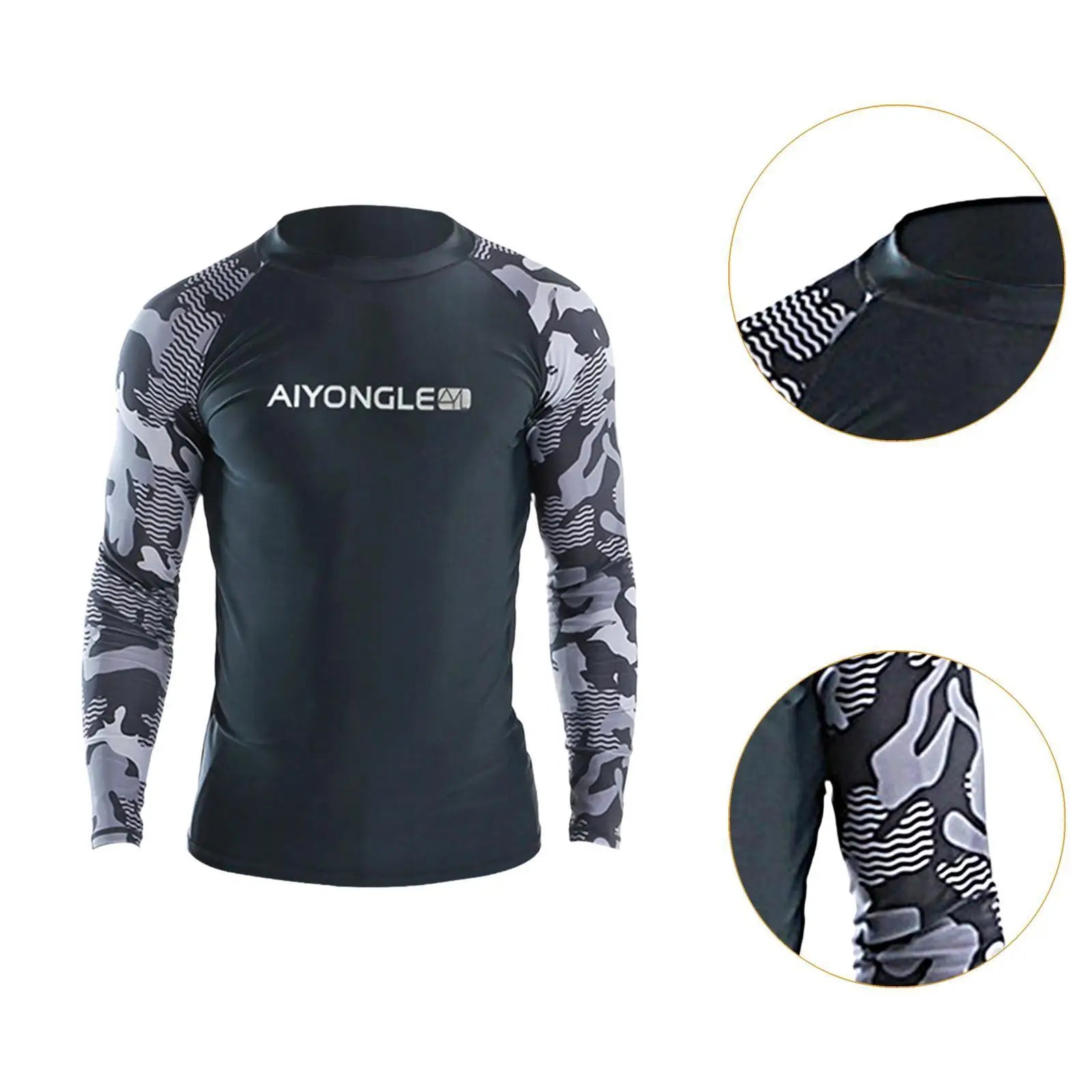Men's Quick Dry Swim Shirt Long Sleeve Neoprene Rash Guard for Water Sports Sun Protection Beachwear