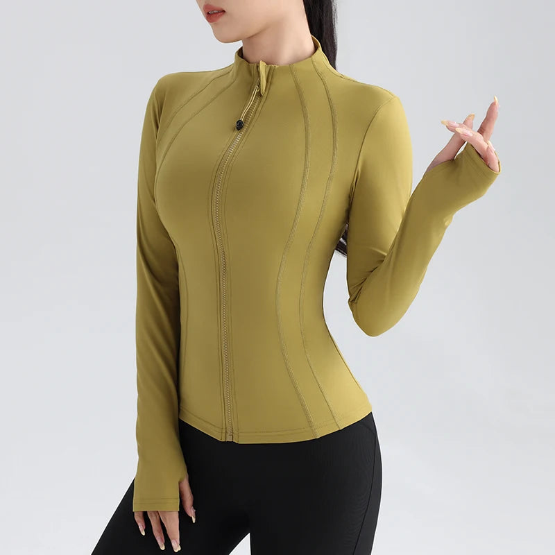 Gym Jacket Stretch Fit Long Sleeve with Thumb Holes