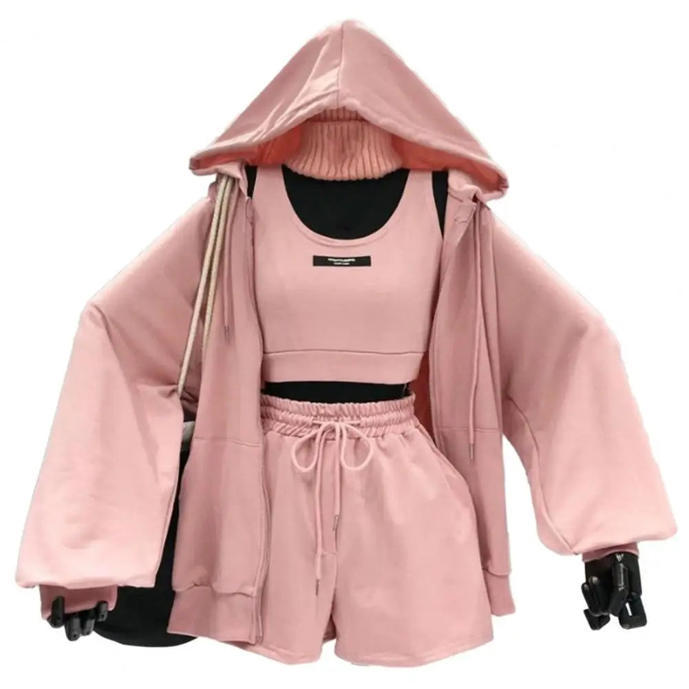 Women's Activewear Set Hoodie Sweatshirt Shorts and Suit