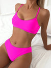 2025 Summer Swimwear Sexy Solid Color Two Piece Bikini Set Low Waist Wire-Free