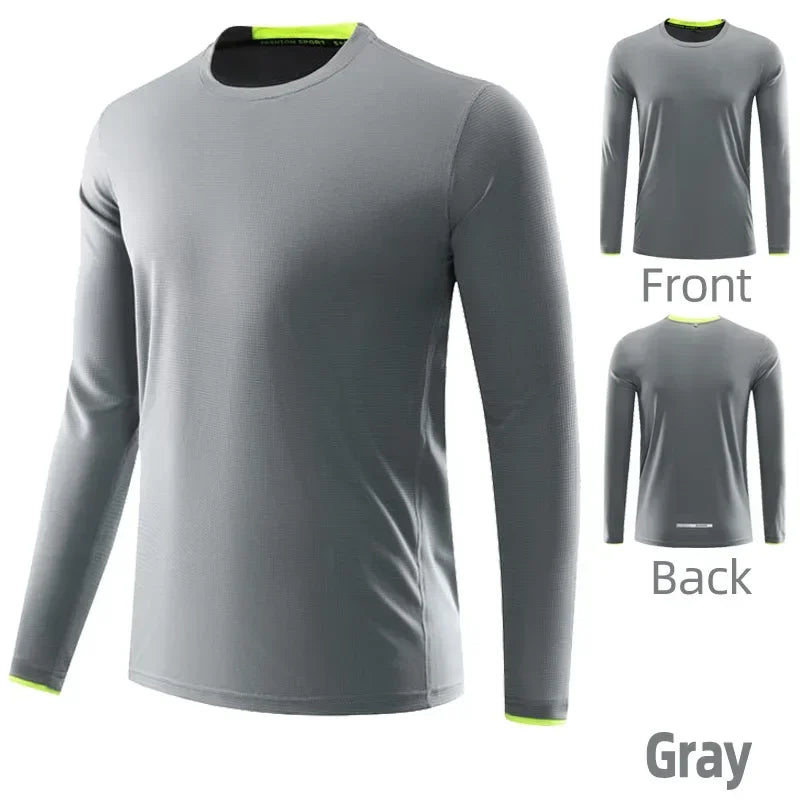 Men Running Sport Shirts Long Sleeve Plus Size