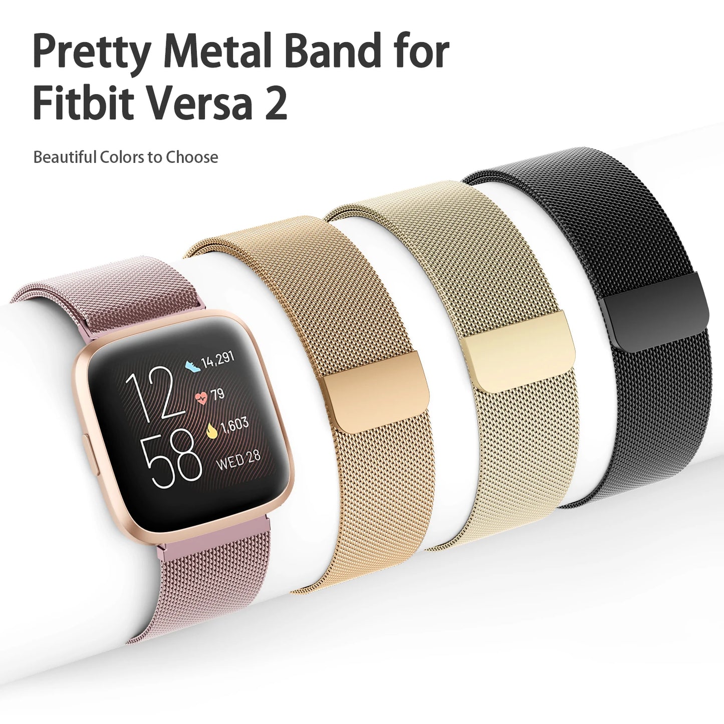 Metal Magnetic Strap For Fitbit Versa 1/Versa 2/versa 3/Versa 4