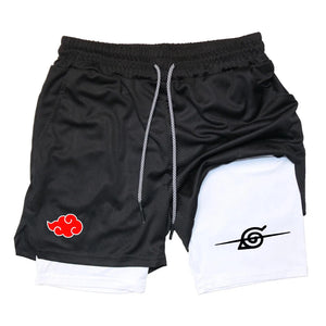 Double Layer Men's Anime Shorts for Gym Workout Quick-Drying