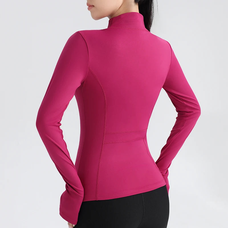 Gym Jacket Stretch Fit Long Sleeve with Thumb Holes