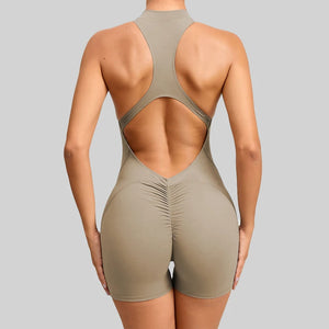 Women's Summer Short Sleeveless Yoga Wear One-piece Bodysuit Breathable Quick Dry