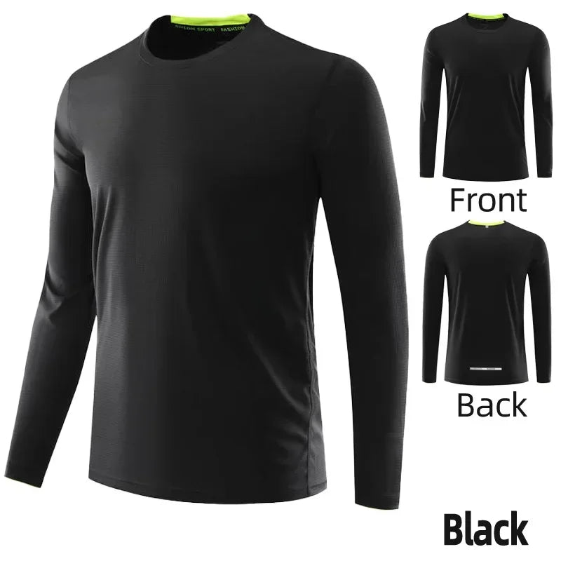 Men Running Sport Shirts Long Sleeve Plus Size